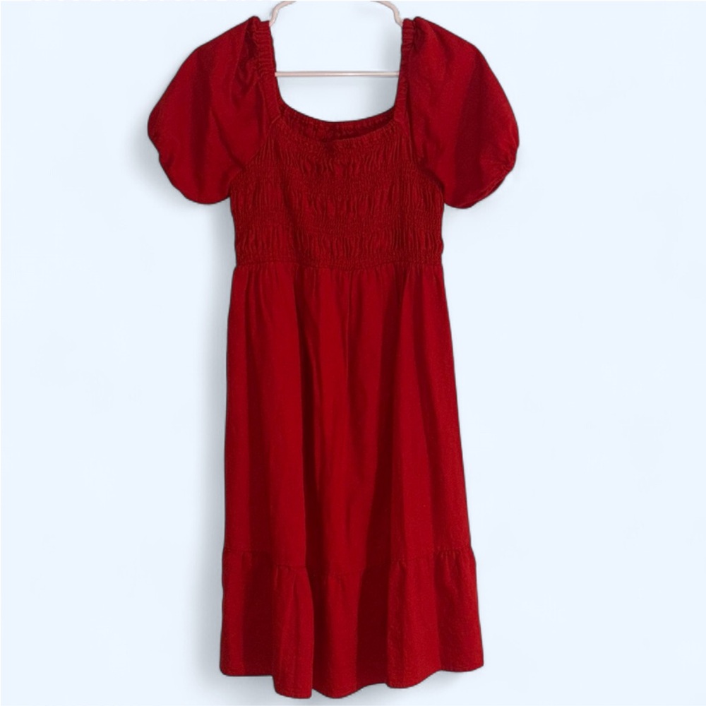 Isabel Maternity Red Linen Dress Size Small